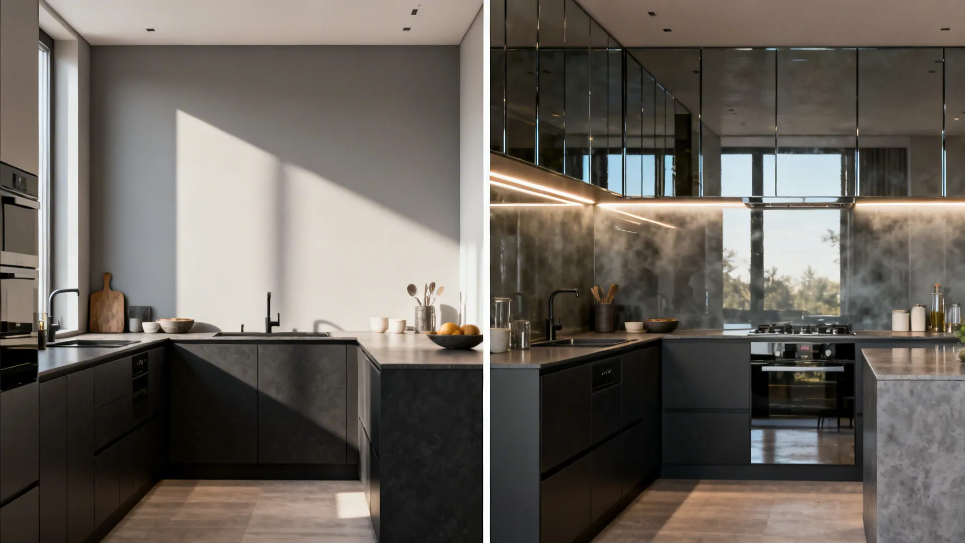 2) Glass Backsplash for Light Bounce