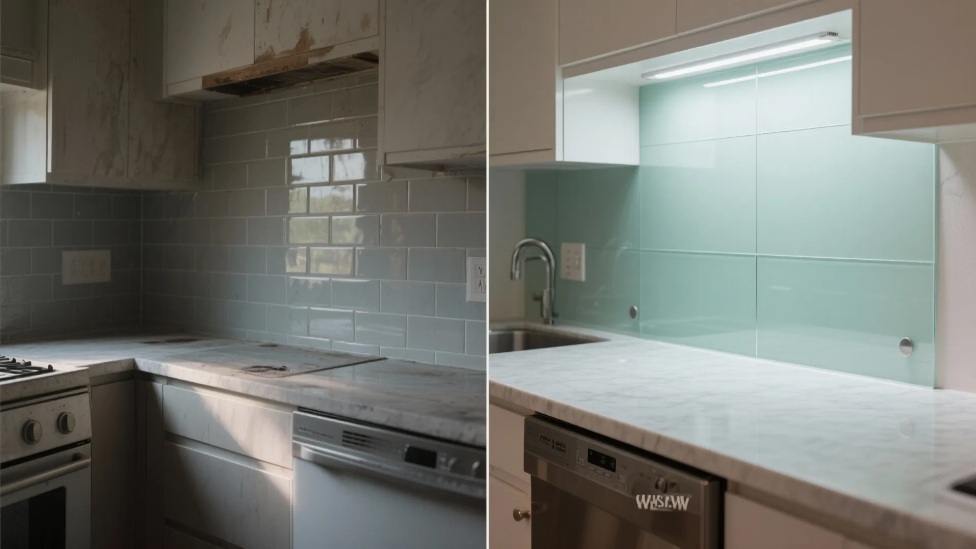 Glass Backsplash for Light and Depth