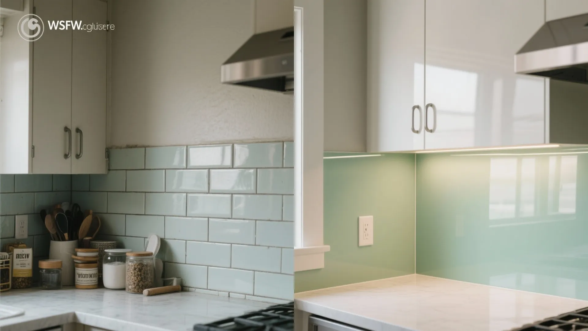 3) Glass backsplash with color or pattern