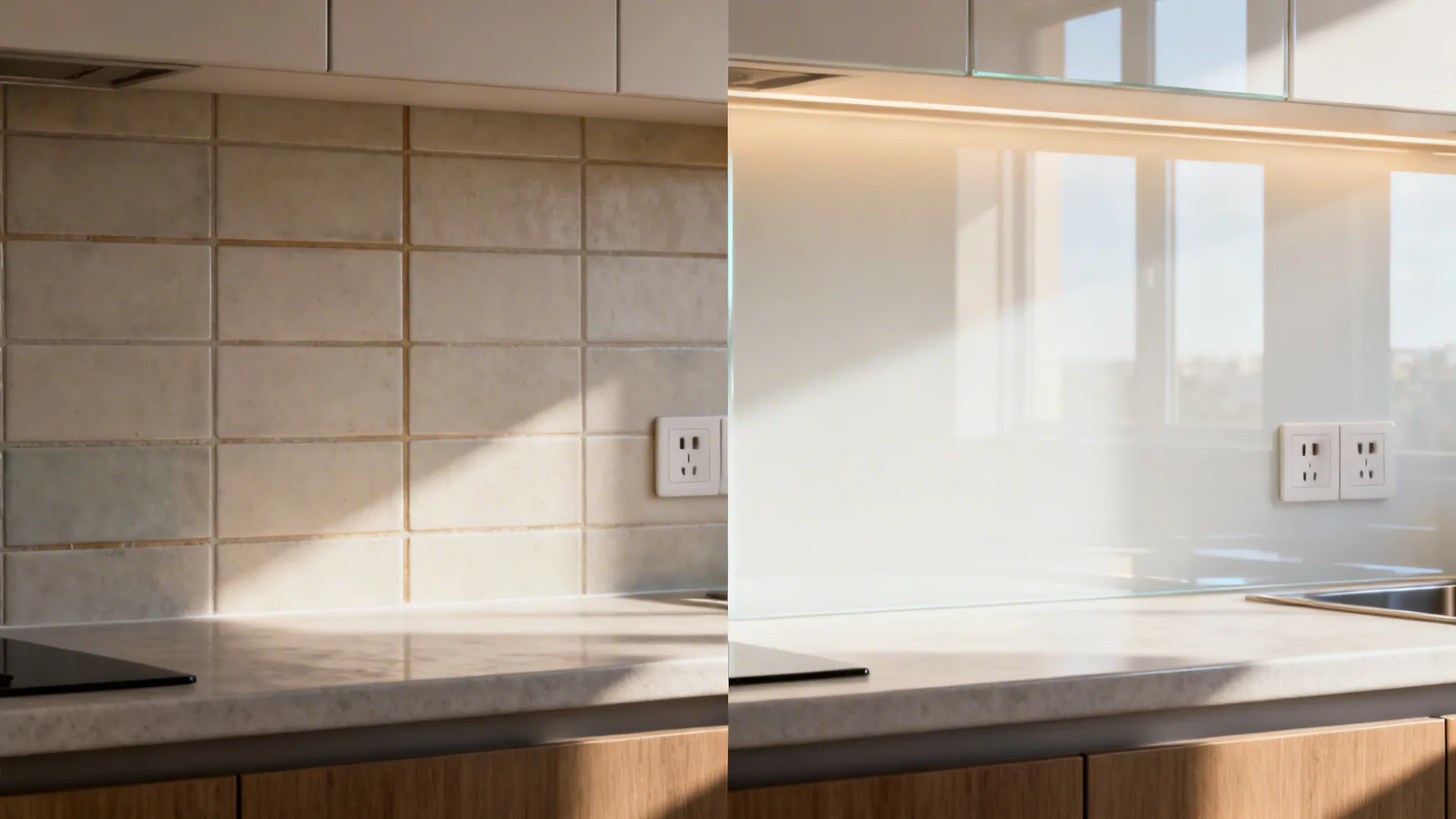 Glass or Mirrored Backsplash for Extra Light