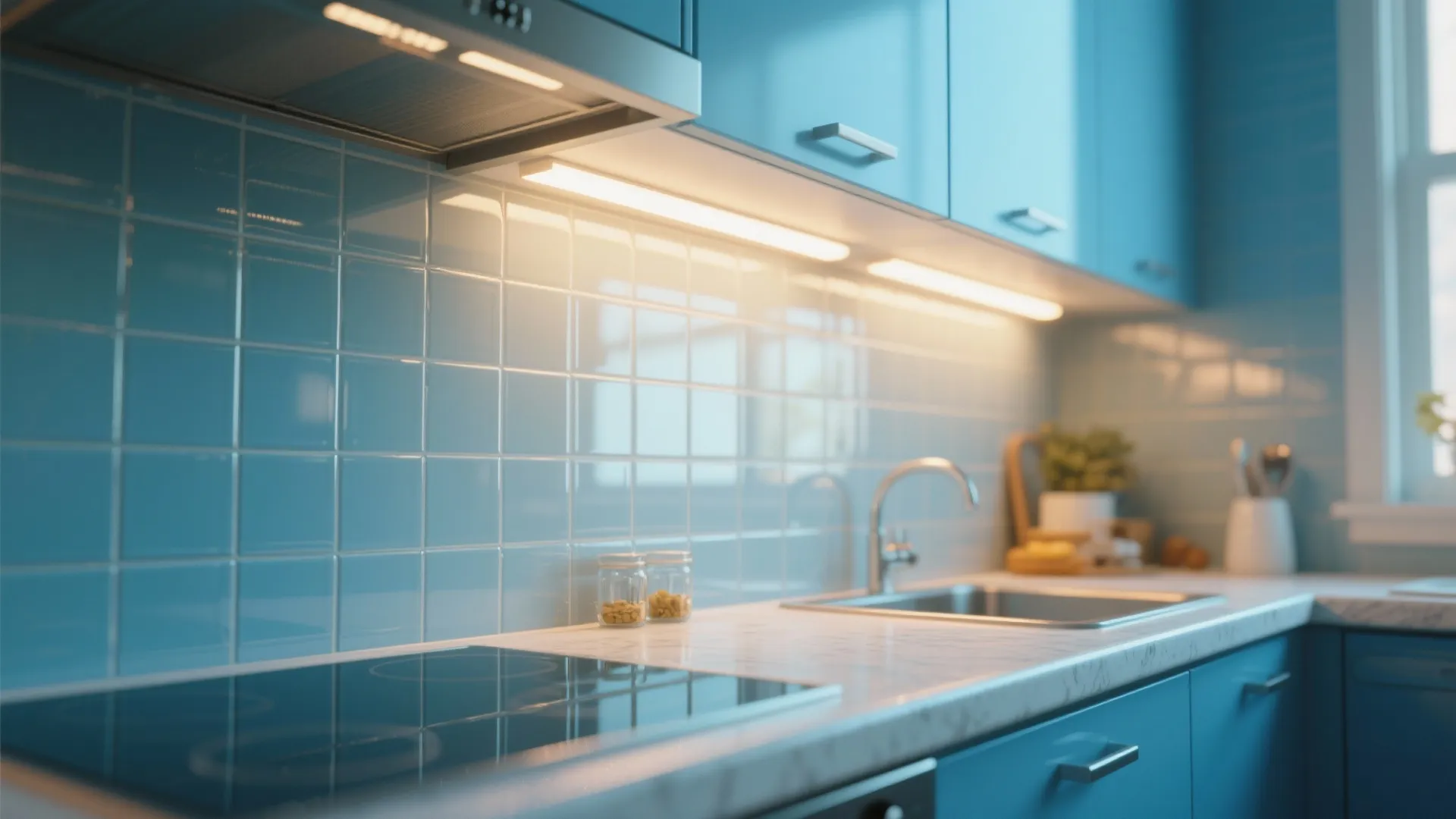 Glass Backsplash for a Brighter Look