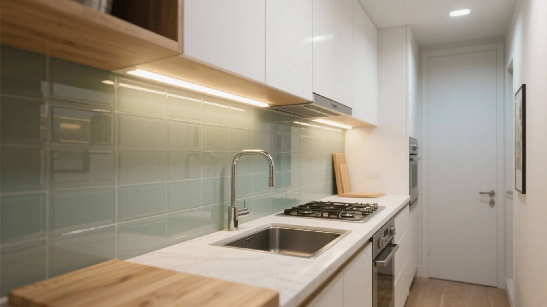 Glass Backsplash for Light Bounce and Visual Depth
