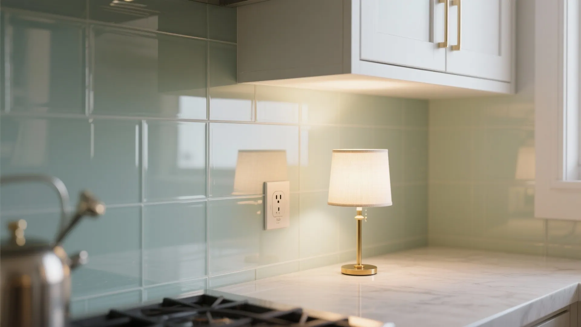 2) Glass backsplash for a brighter, cleaner bounce