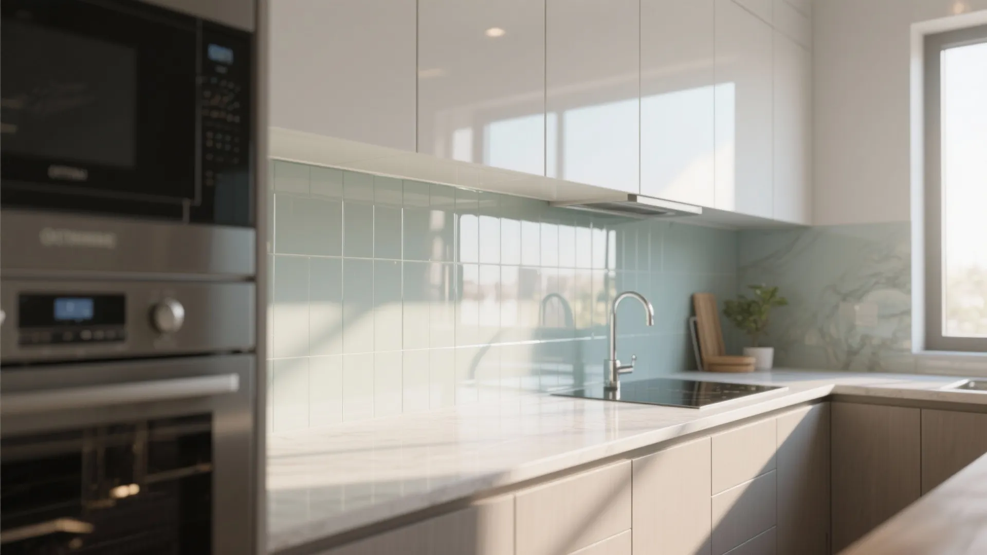 2. Glass Backsplash for Brightness