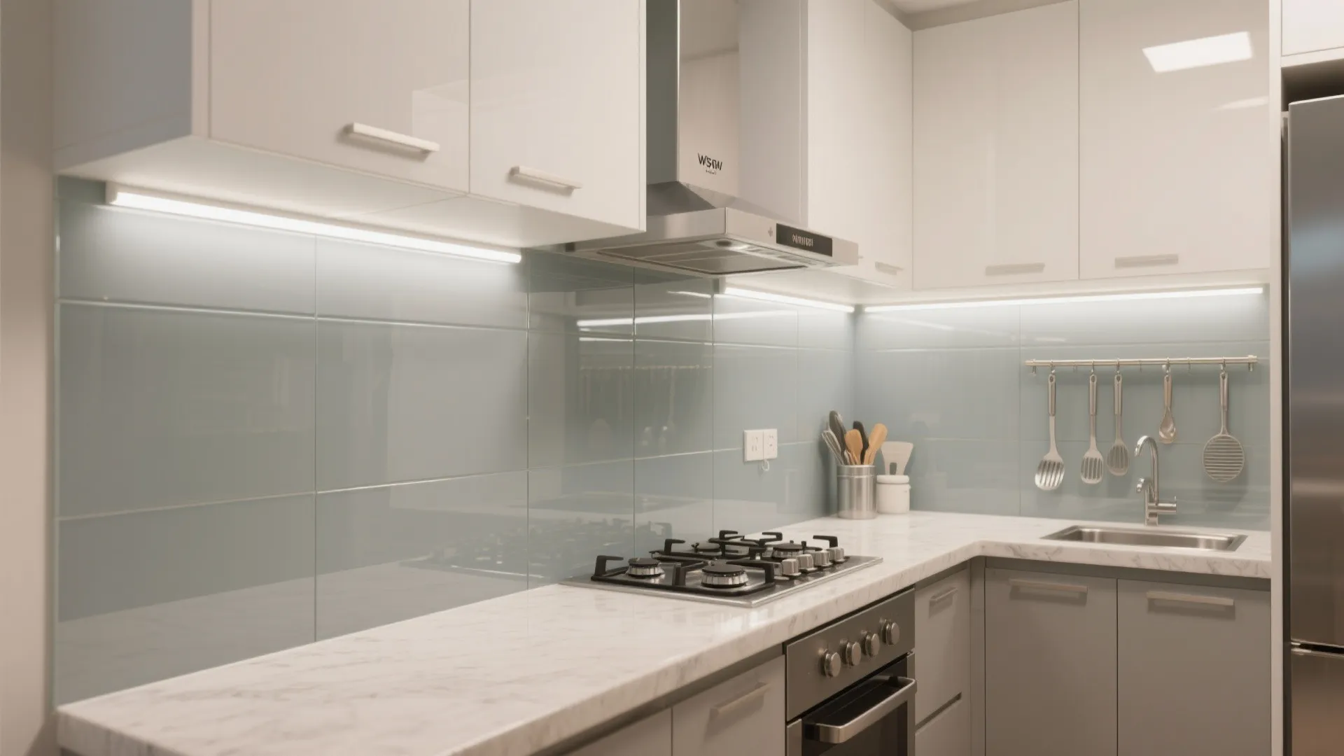 Glass Backsplash for Airy Brightness