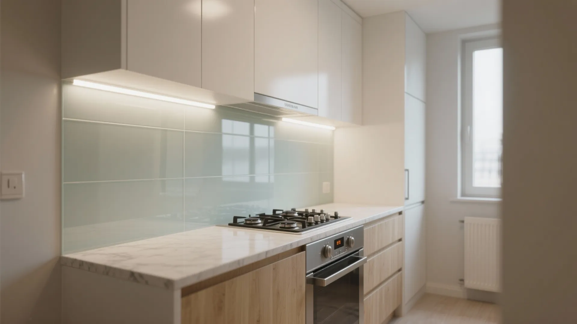 Glass Backsplash for a Brighter, Airier Feel