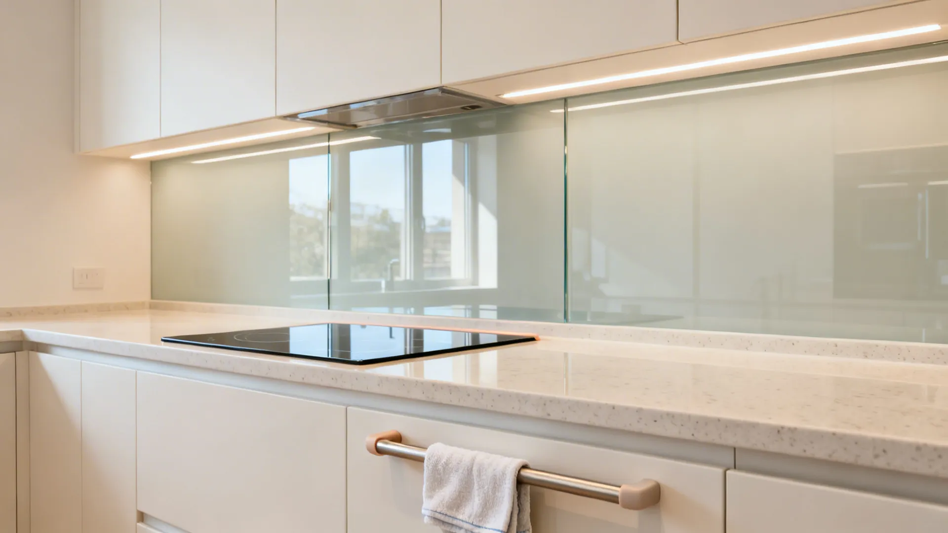 Glass Backsplash for More Light and Easy Cleanup