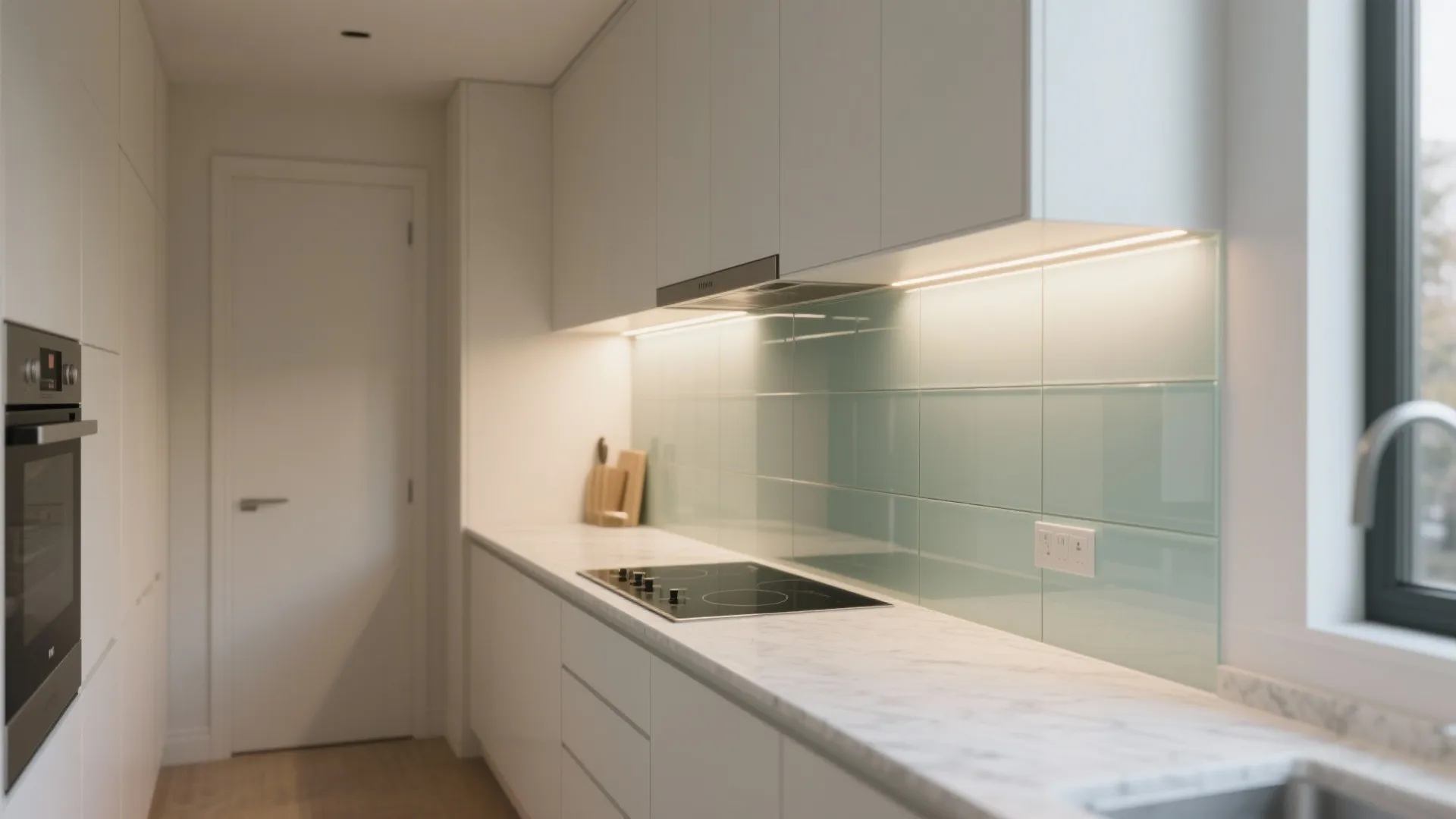 Glass Backsplash for a Brighter, Airier Feel