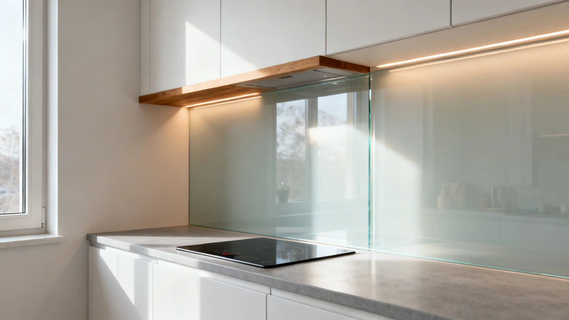 Glass Backsplash for Light and Depth