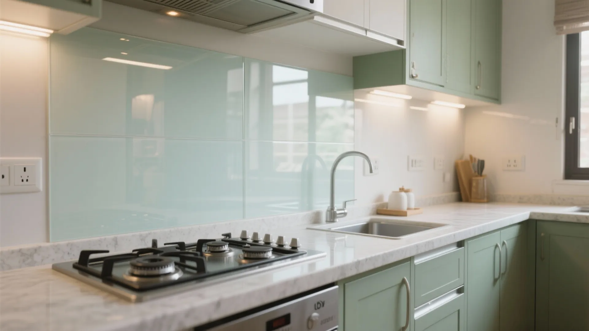 Glass Backsplash for Light and Easy Cleaning