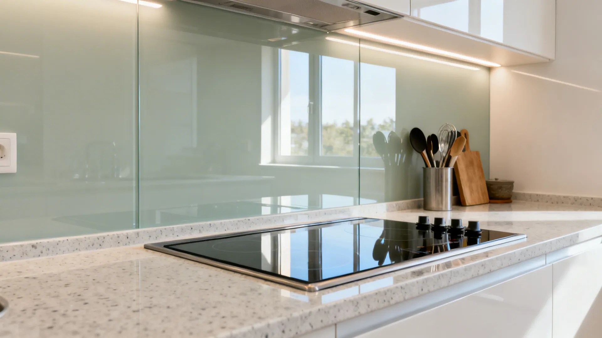 Glass backsplashes for brighter, easier-to-clean walls