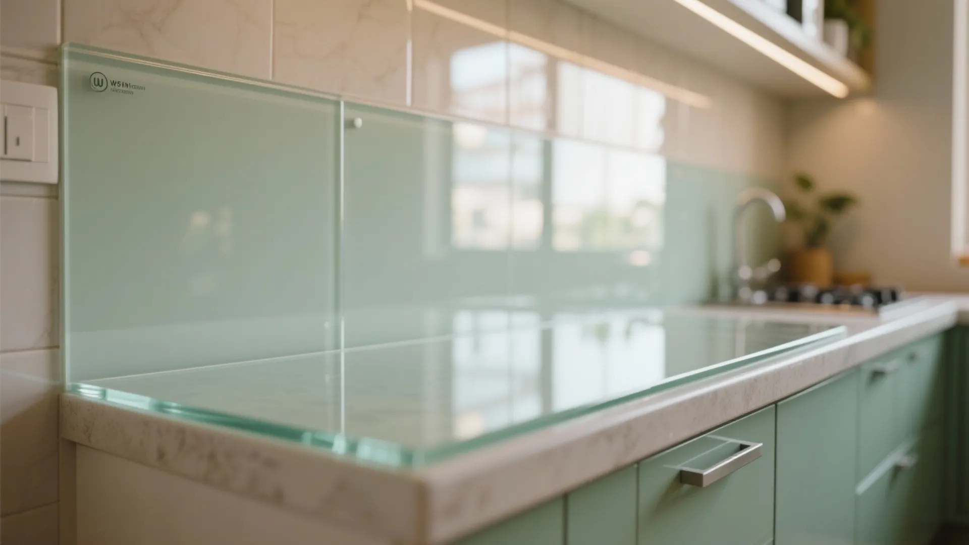 Glass Backsplash for Brightness and Easy Cleaning