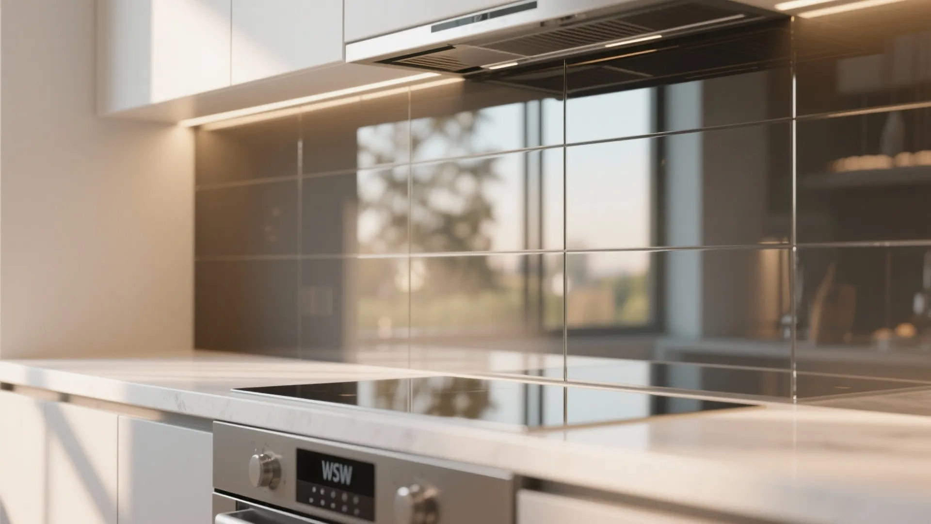 Glass Backsplash for an Airy Feel