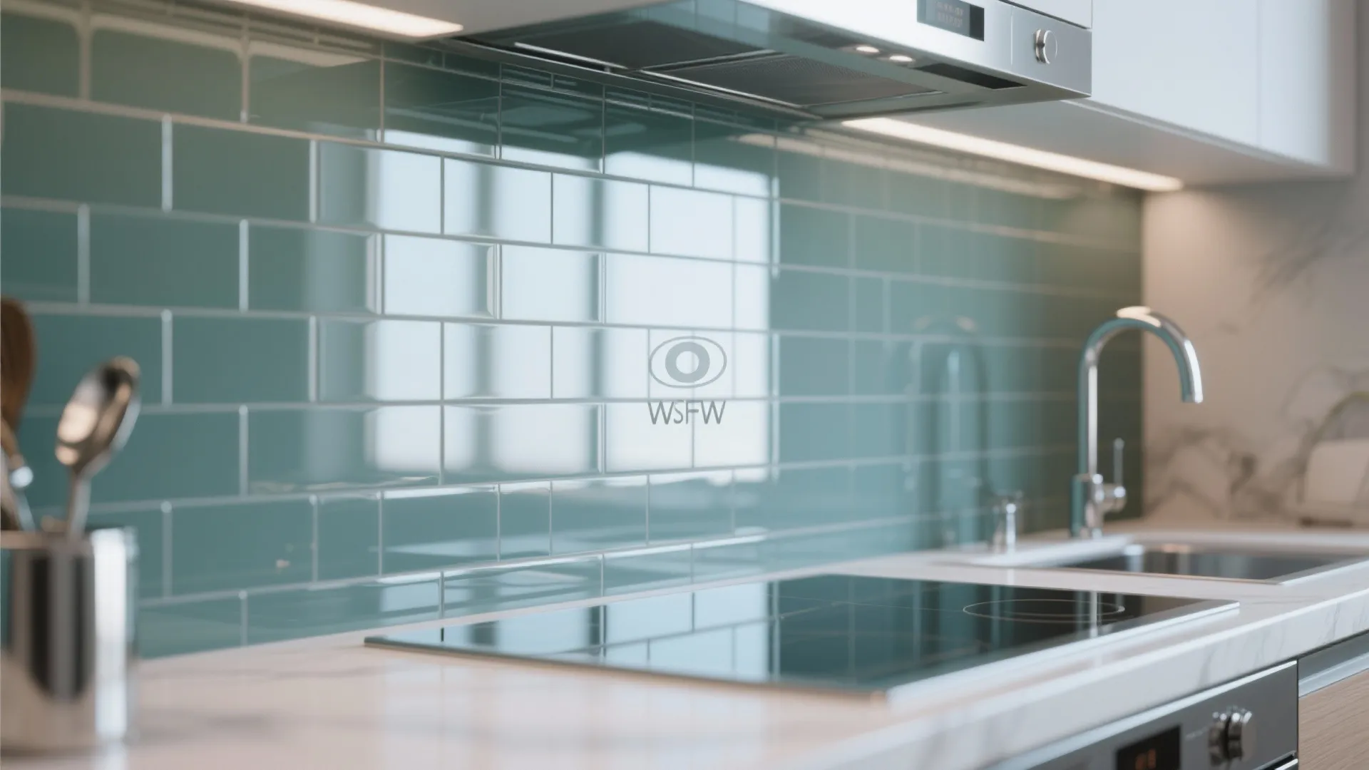 Glass Backsplash for Airy Feel