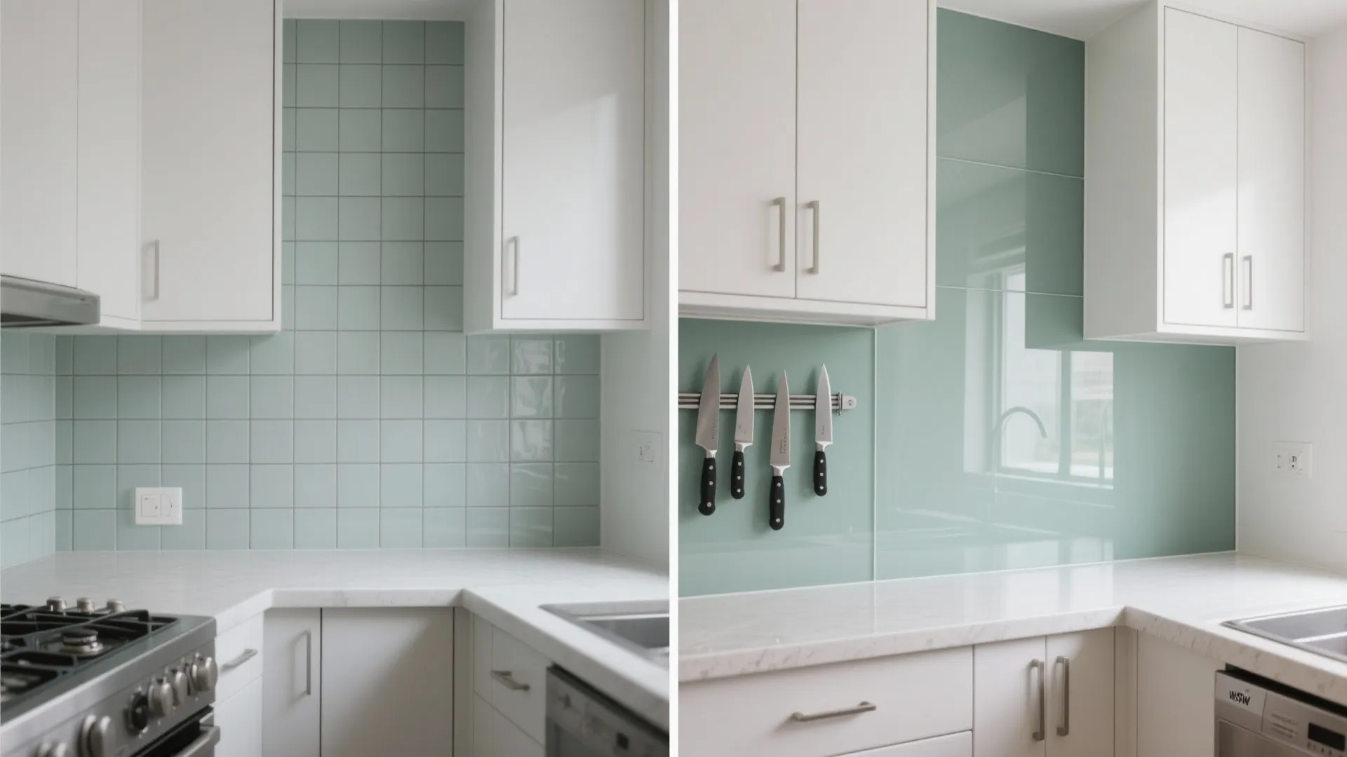 Glass backsplash for a brighter, cleaner feel
