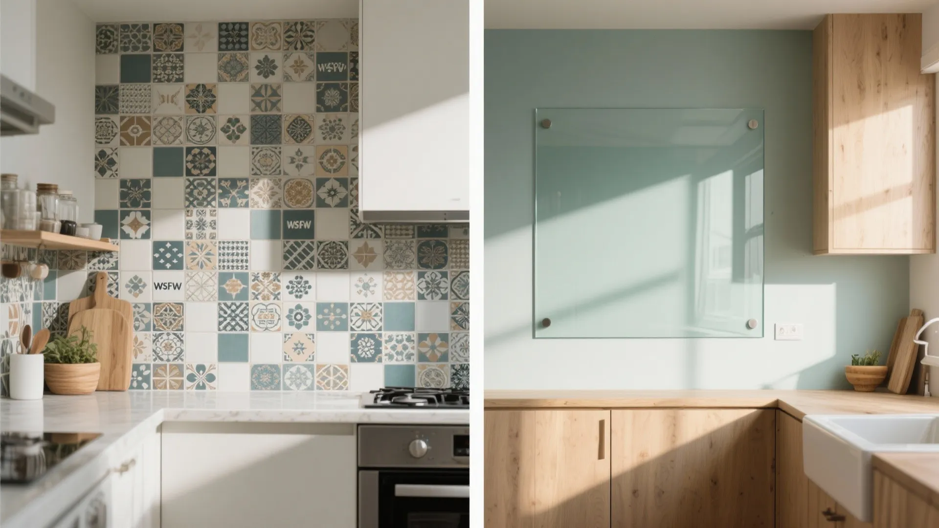 Glass backsplash clarity for a study-like focus