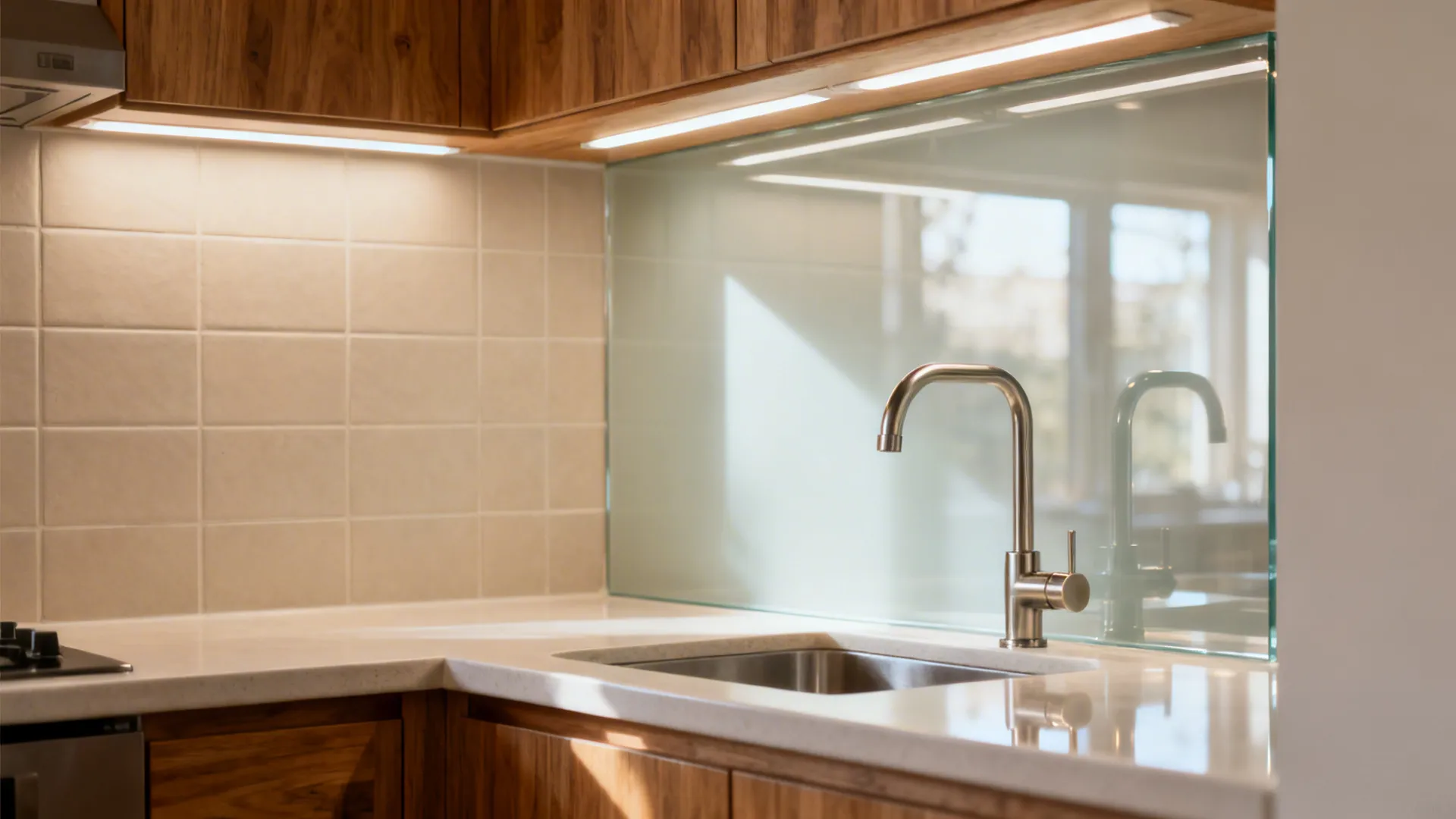 Glass Backsplash for Light and Depth