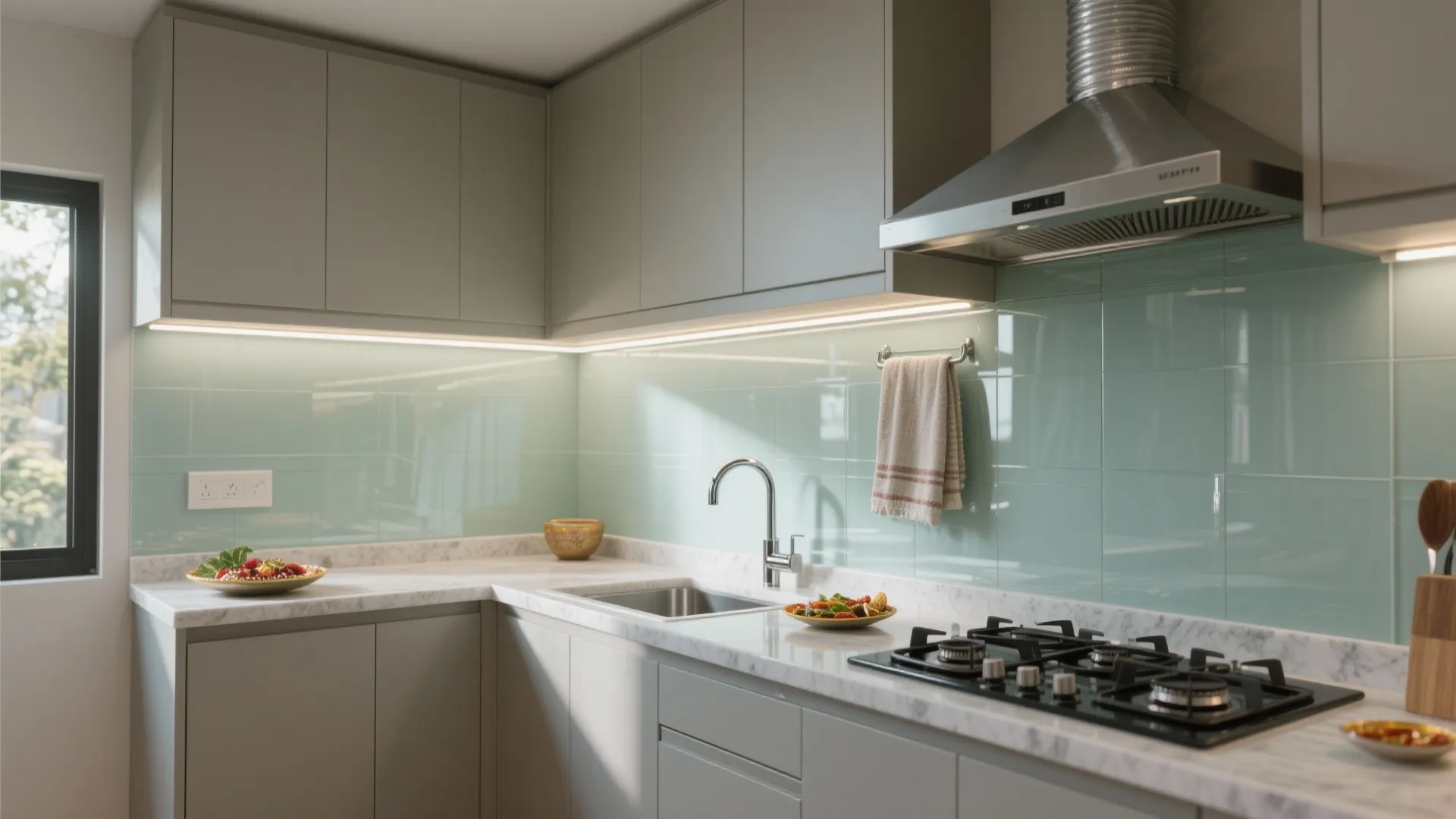 Glass Backsplash for a Brighter, Airier Kitchen