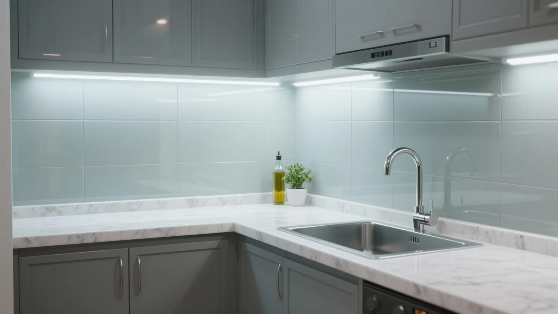 Glass Backsplash for Light and Airiness