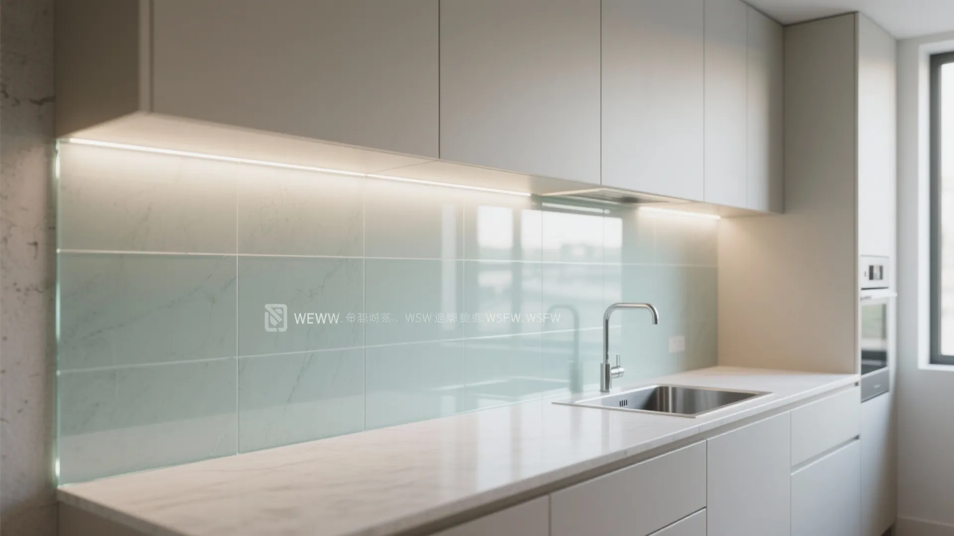 Transparent backsplashes for depth