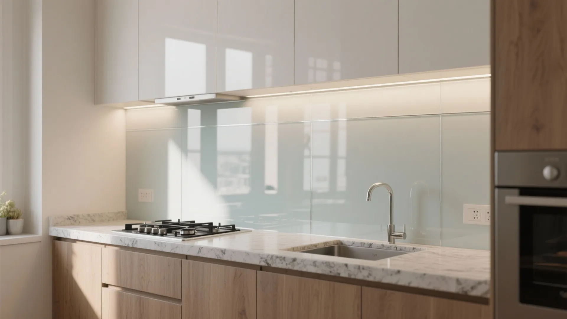 Glass Backsplash for Light and Depth