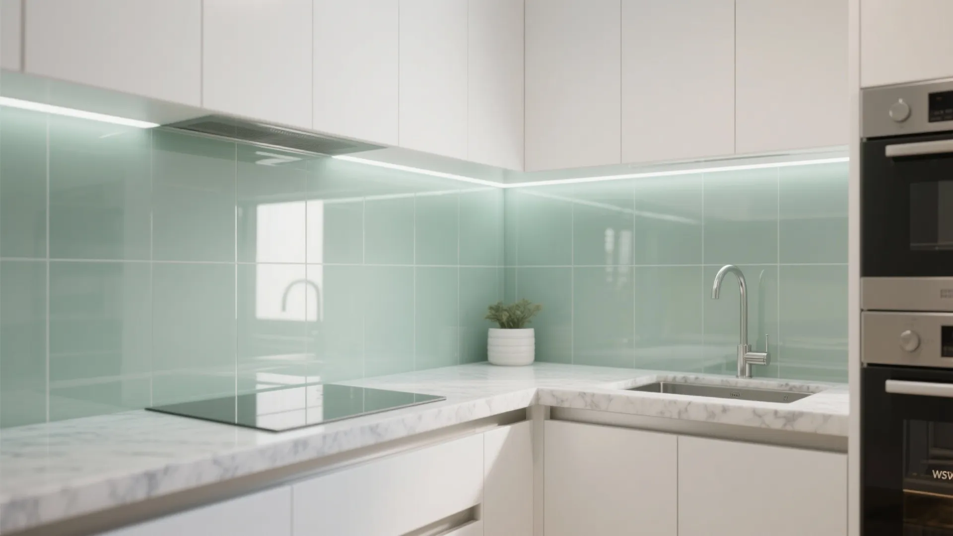 Glass Backsplash for Light and Depth