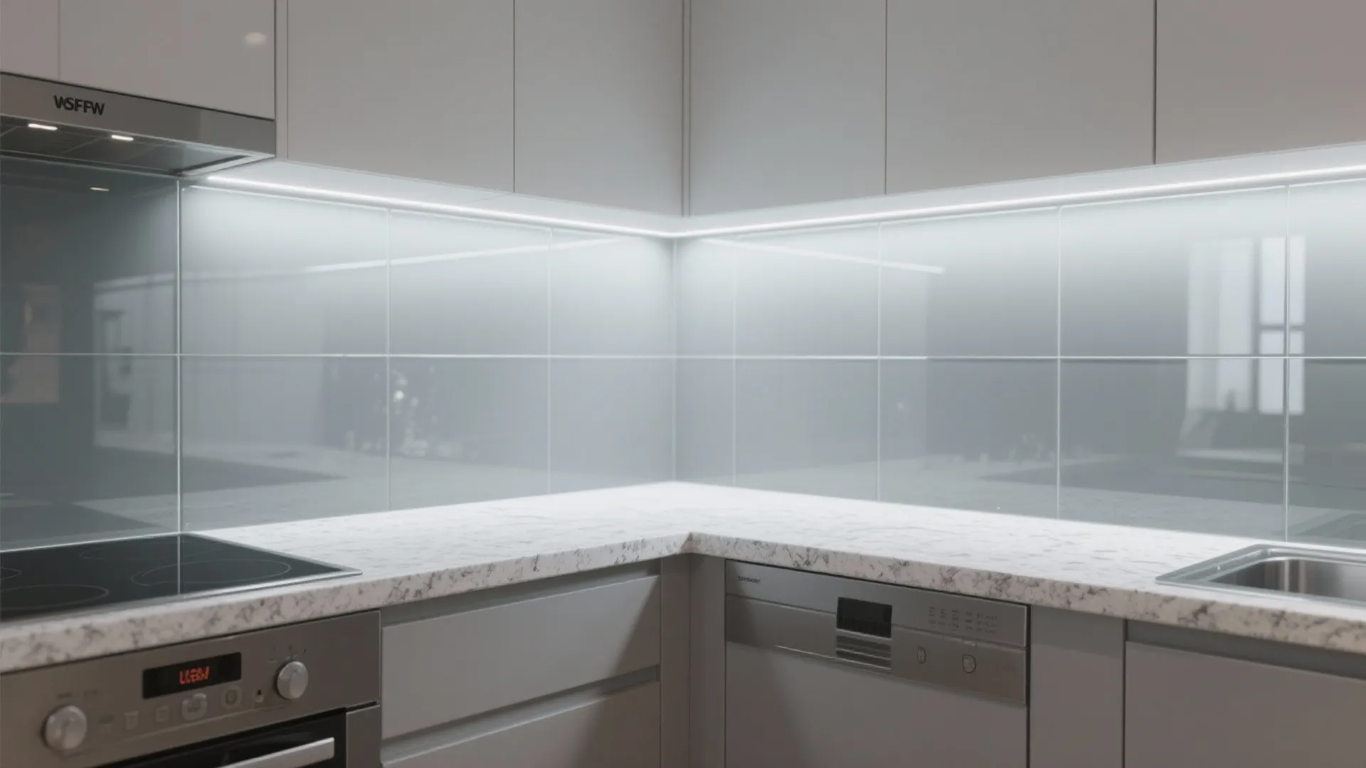 Glass Backsplash for Light and Depth