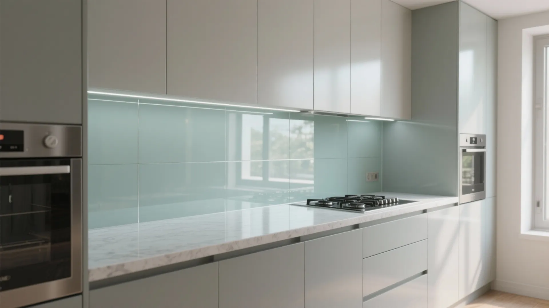 Glass Backsplash for Light and Depth