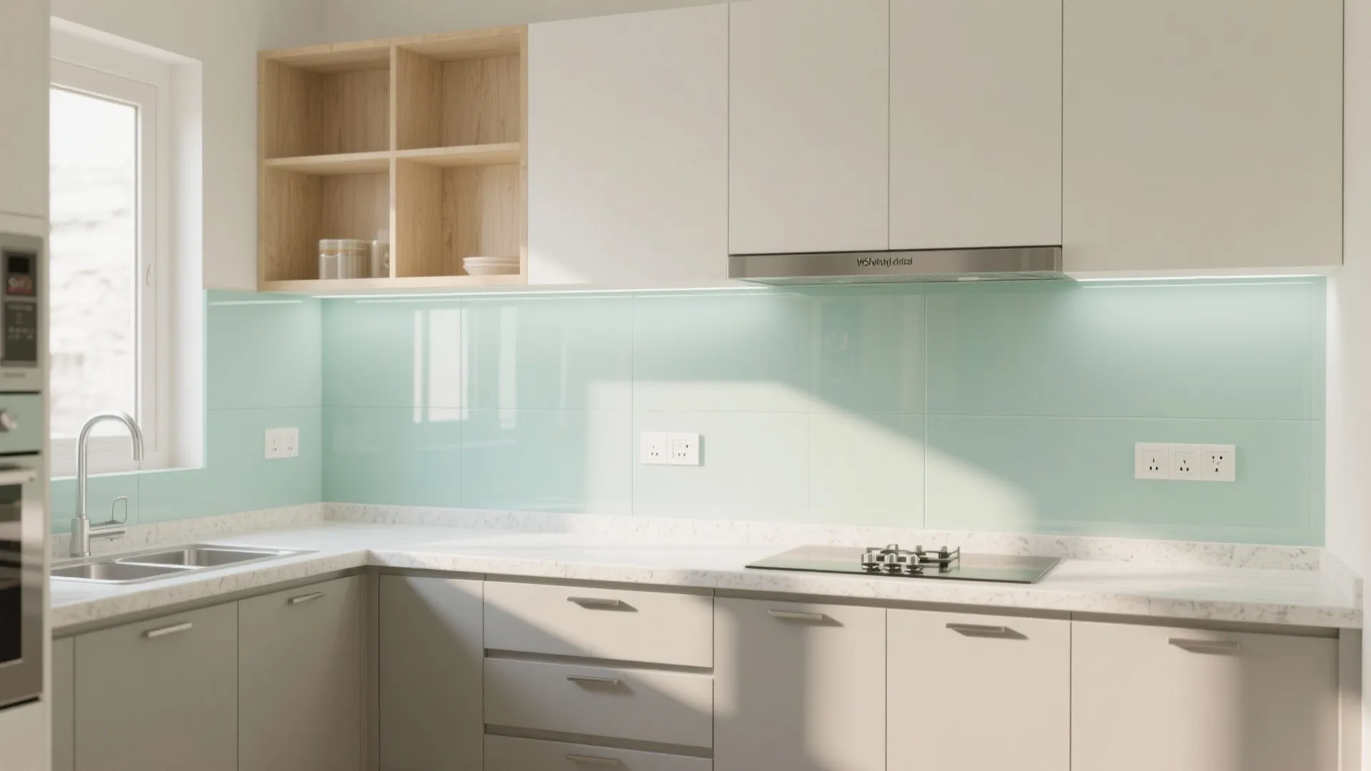 Glass Backsplash for Visual Depth