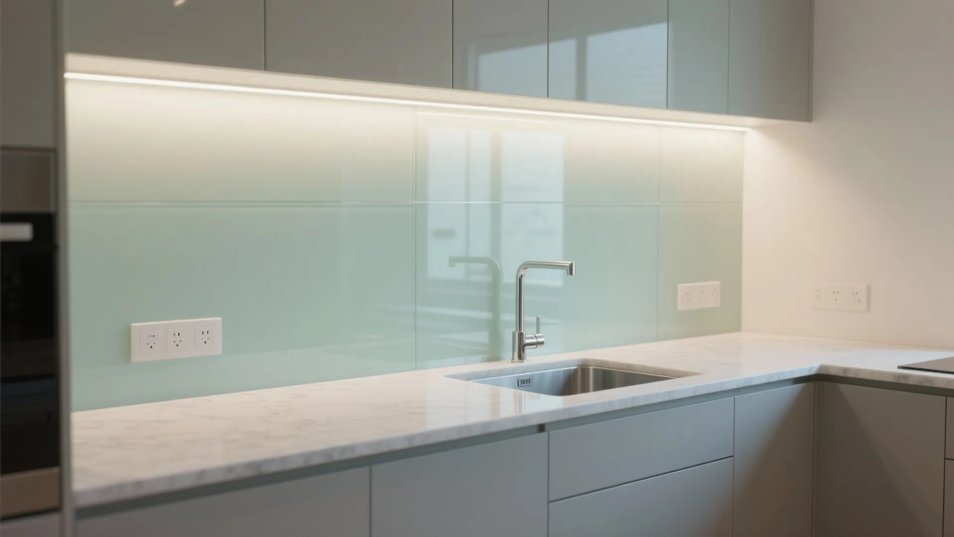 Glass Backsplash for Light and Depth