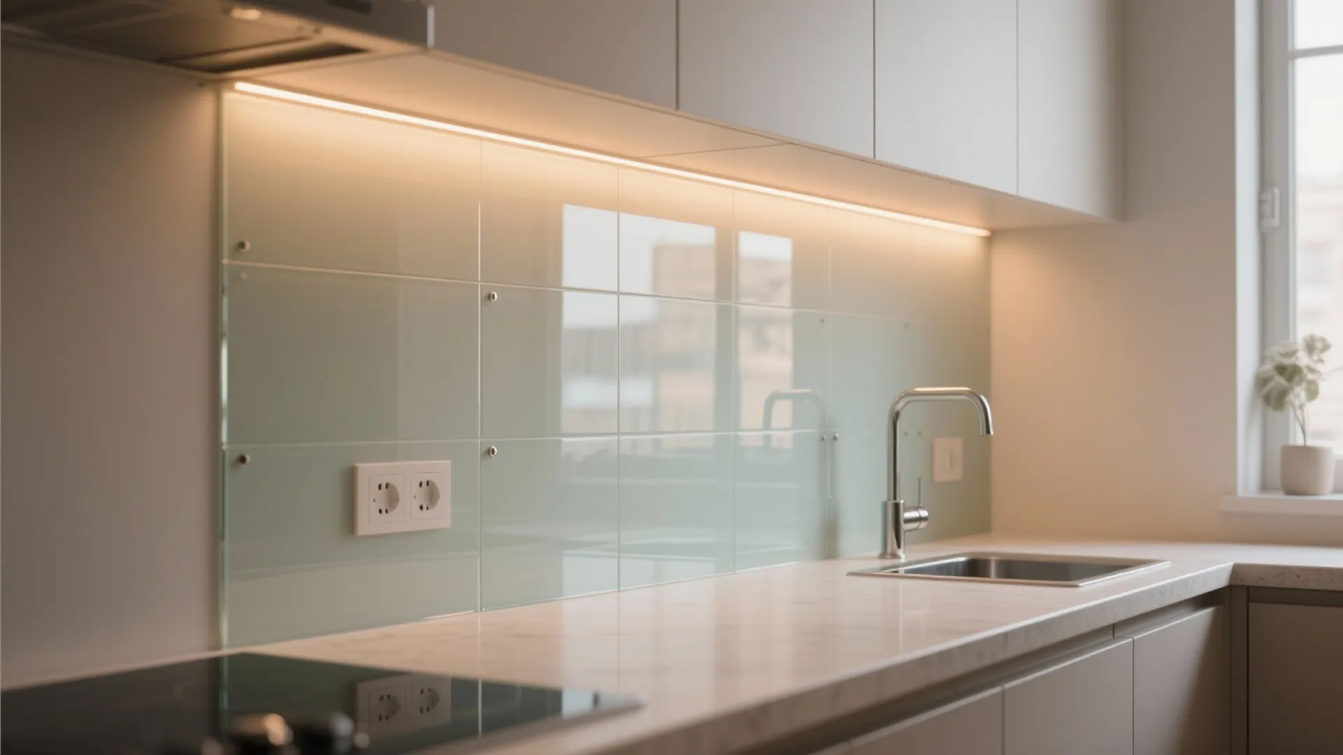 Glass Backsplash for Light and Depth