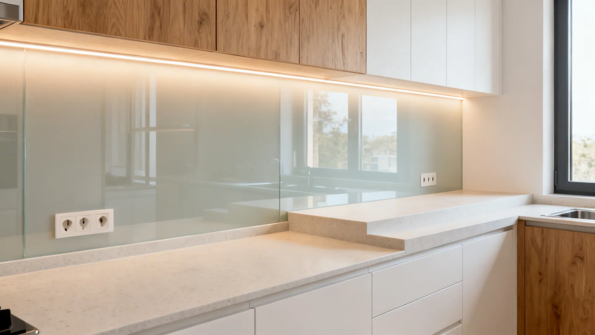 Glass Backsplash for Light and Depth