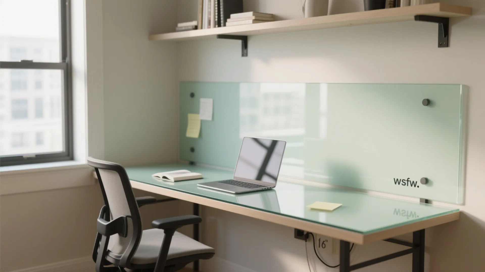 Glass backsplash for brighter, bounce-light walls