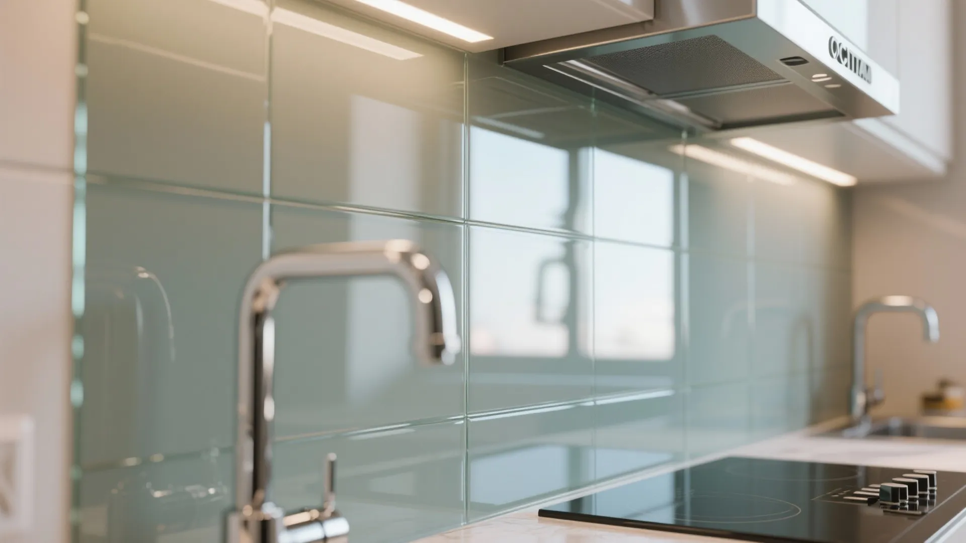 Glass Backsplash for Airy Impression