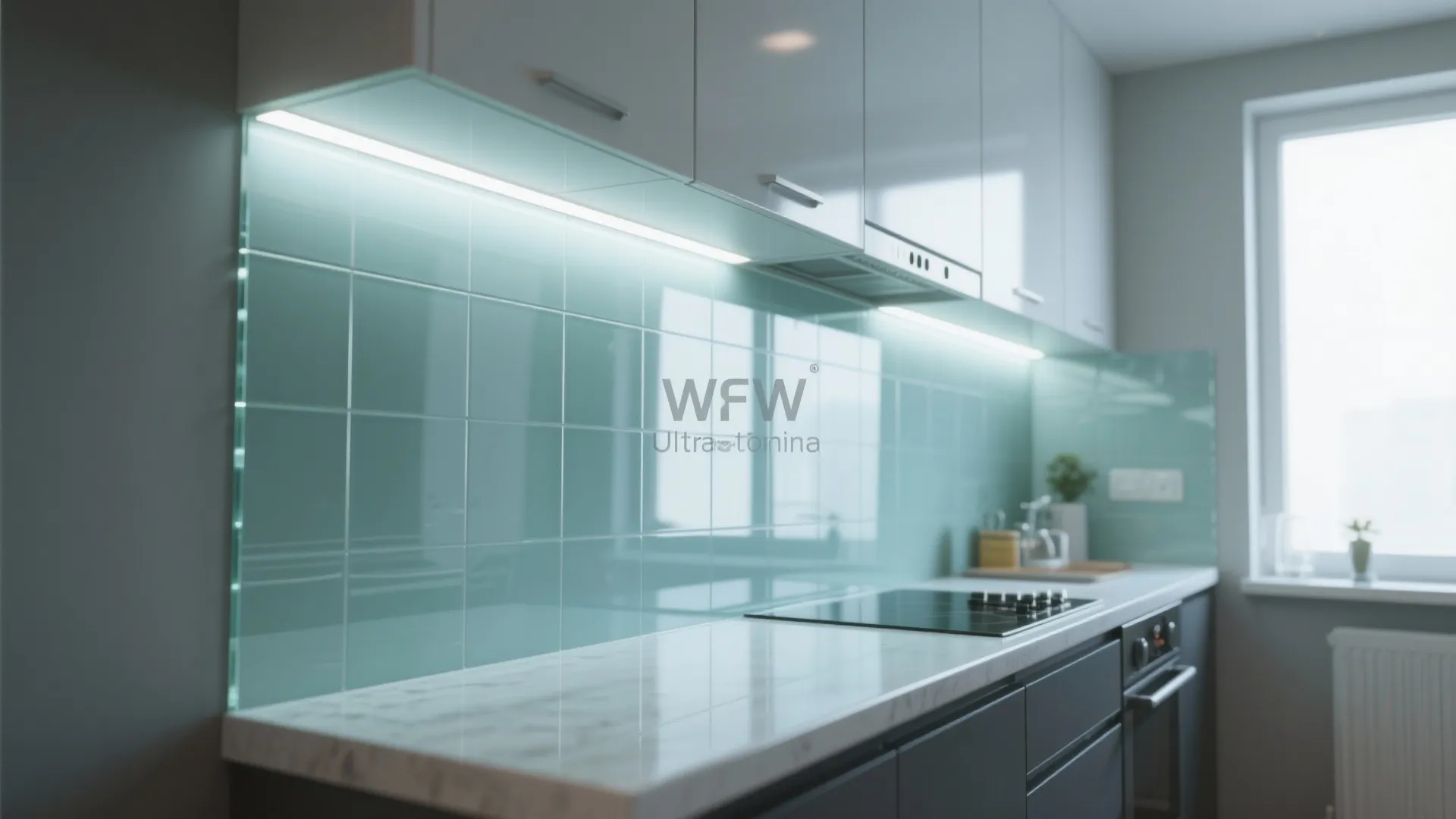 Glass Backsplash for an Open Feel