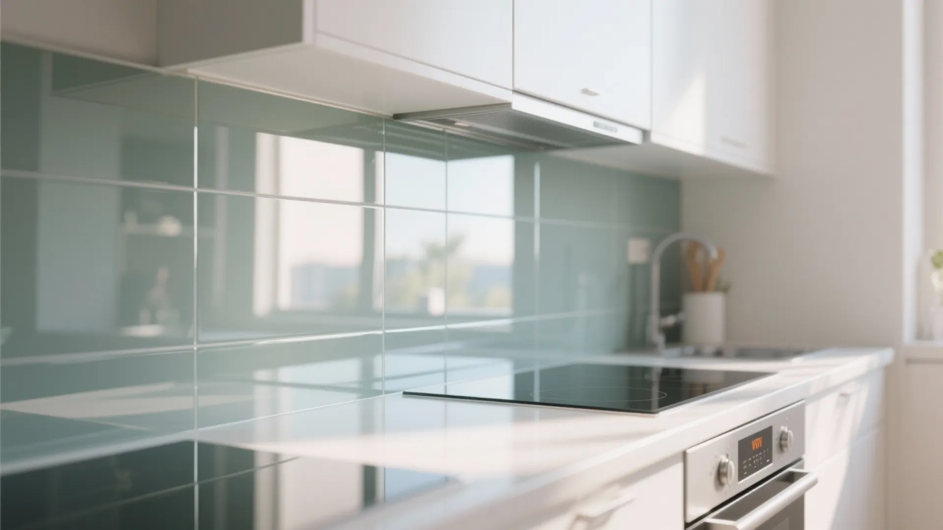 Glass Backsplash for an Airy Feel