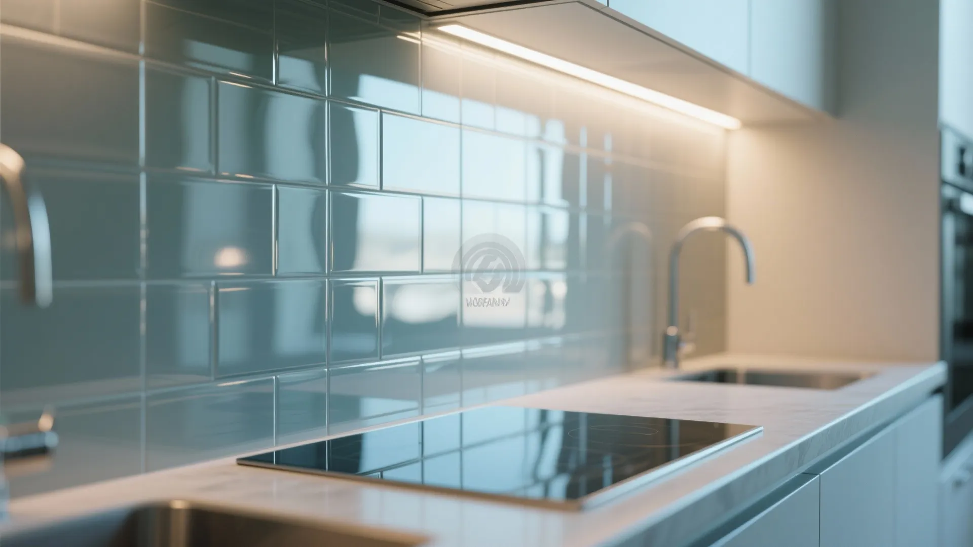 Glass Backsplash for an Airy Feel