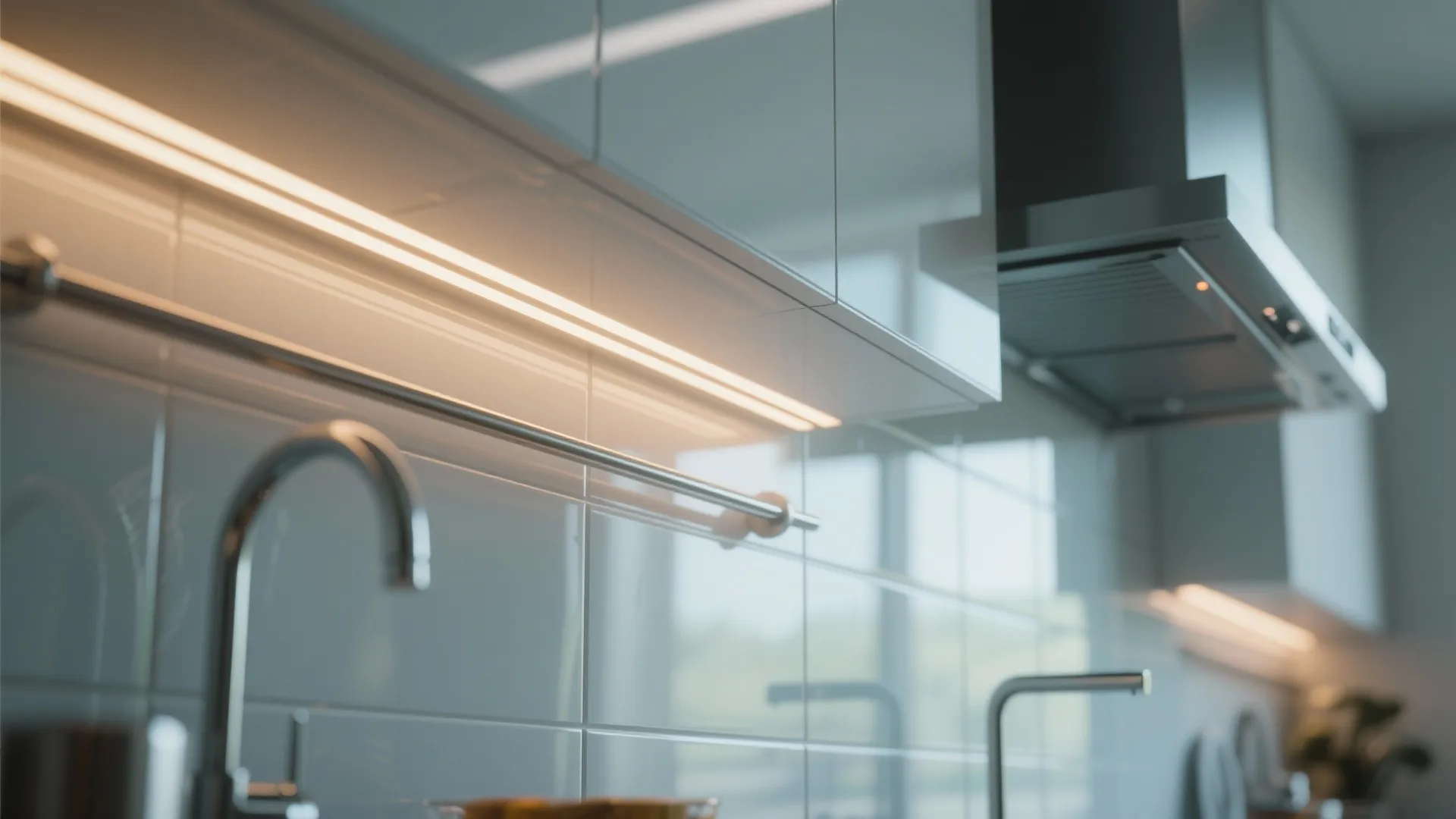 Glass Backsplash for an Airy Feel