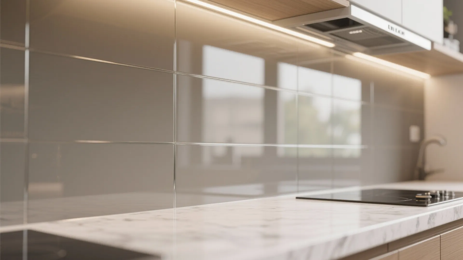 Glass Backsplash for Airy Depth