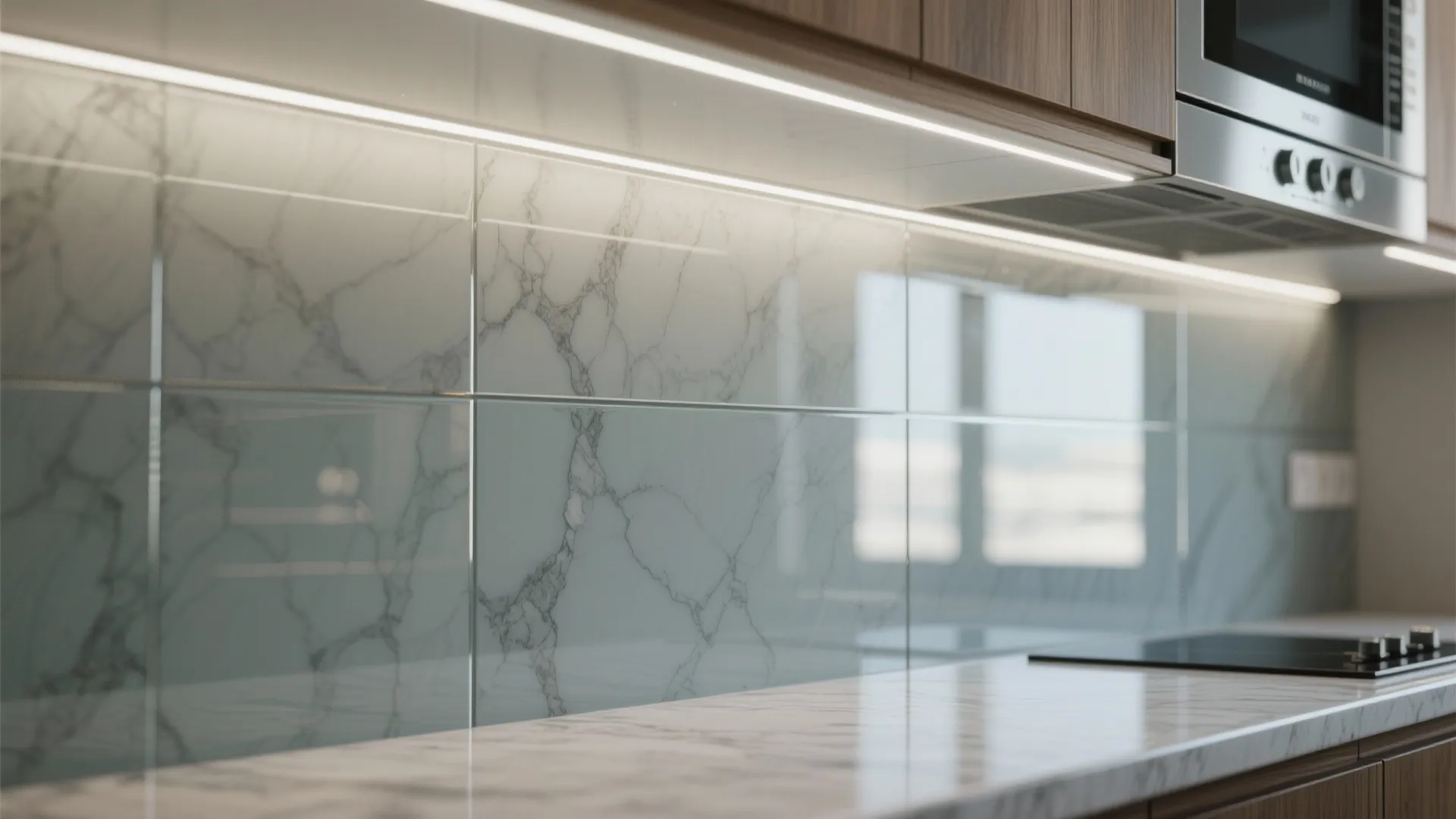 Glass Backsplash for Light and Depth