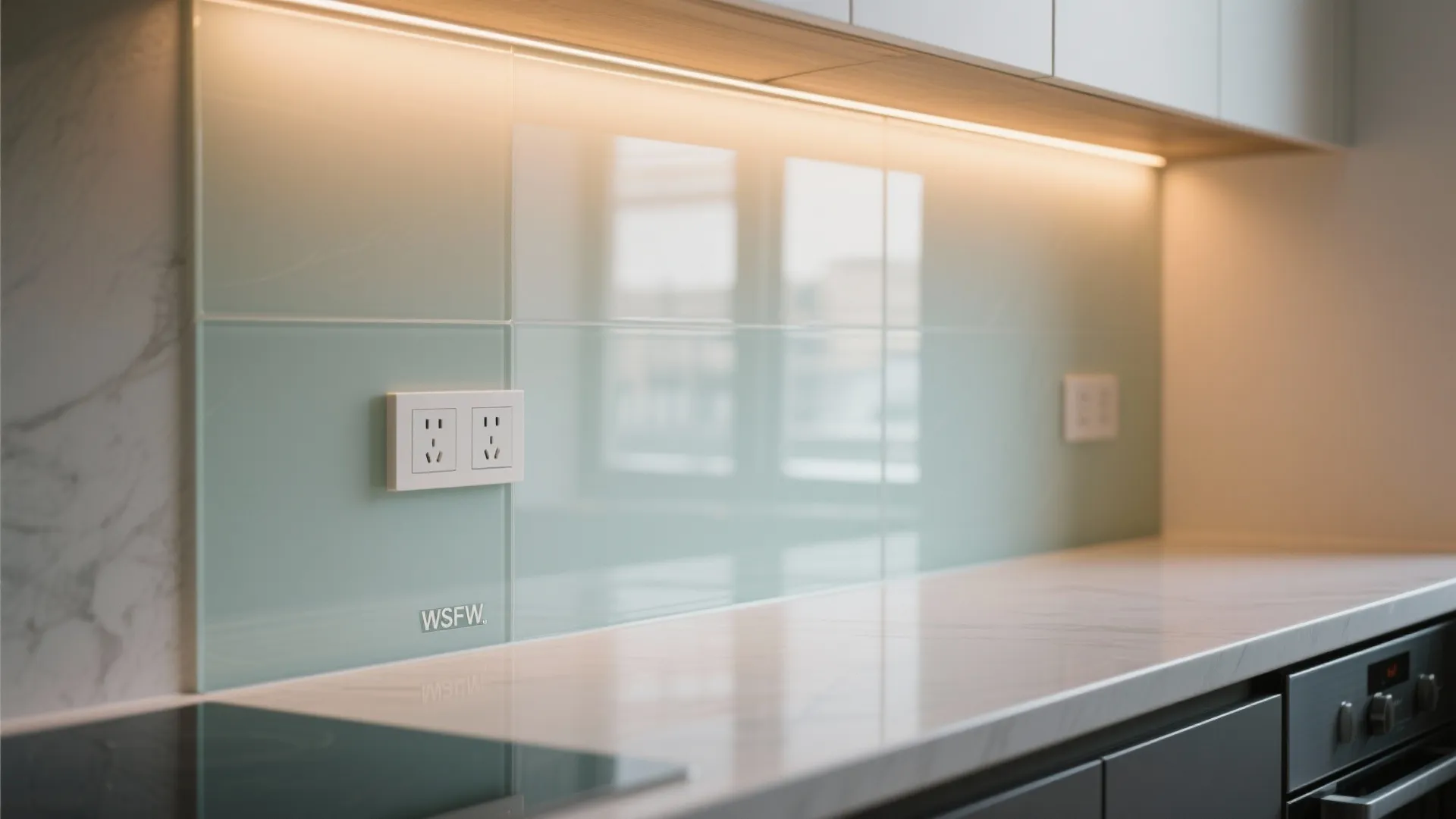 Glass Backsplash for Depth and Light