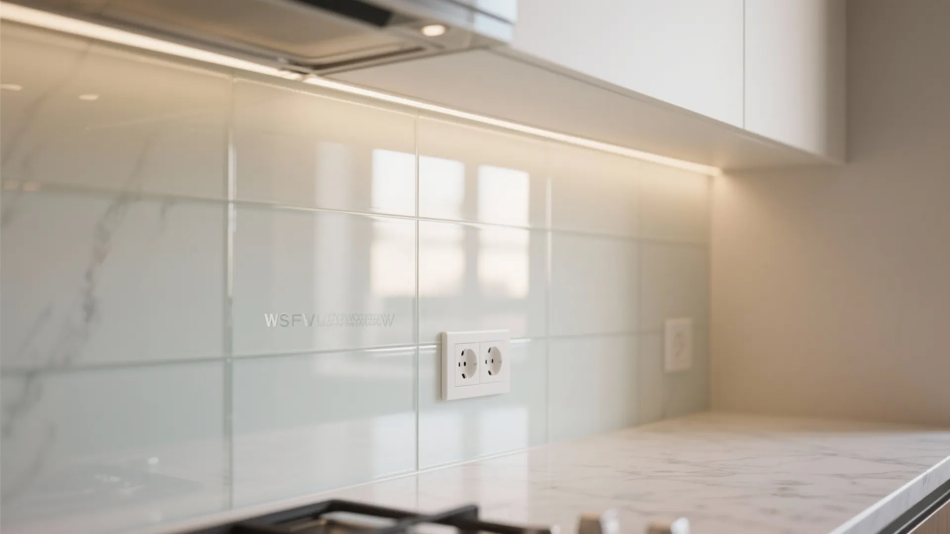 Glass backsplash for a brighter, easy-clean kitchen