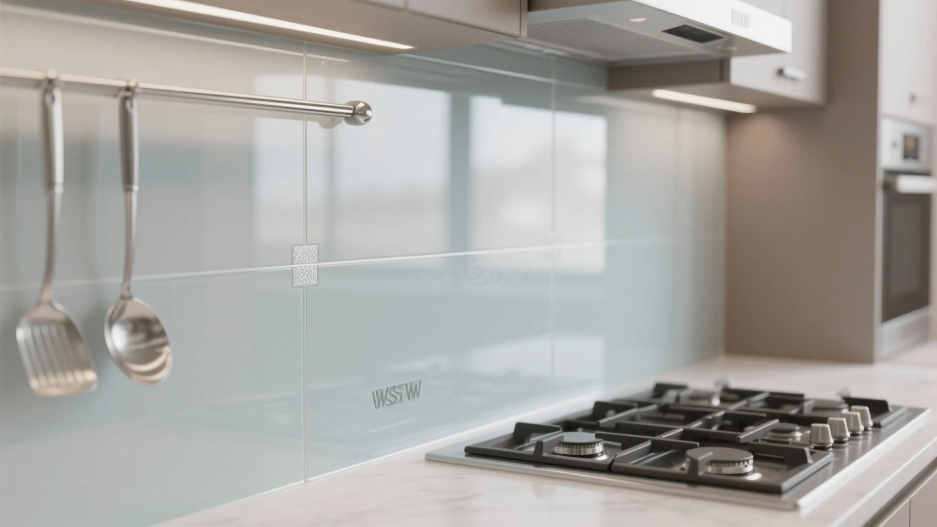 Glass Backsplash for More Light and Less Visual Clutter