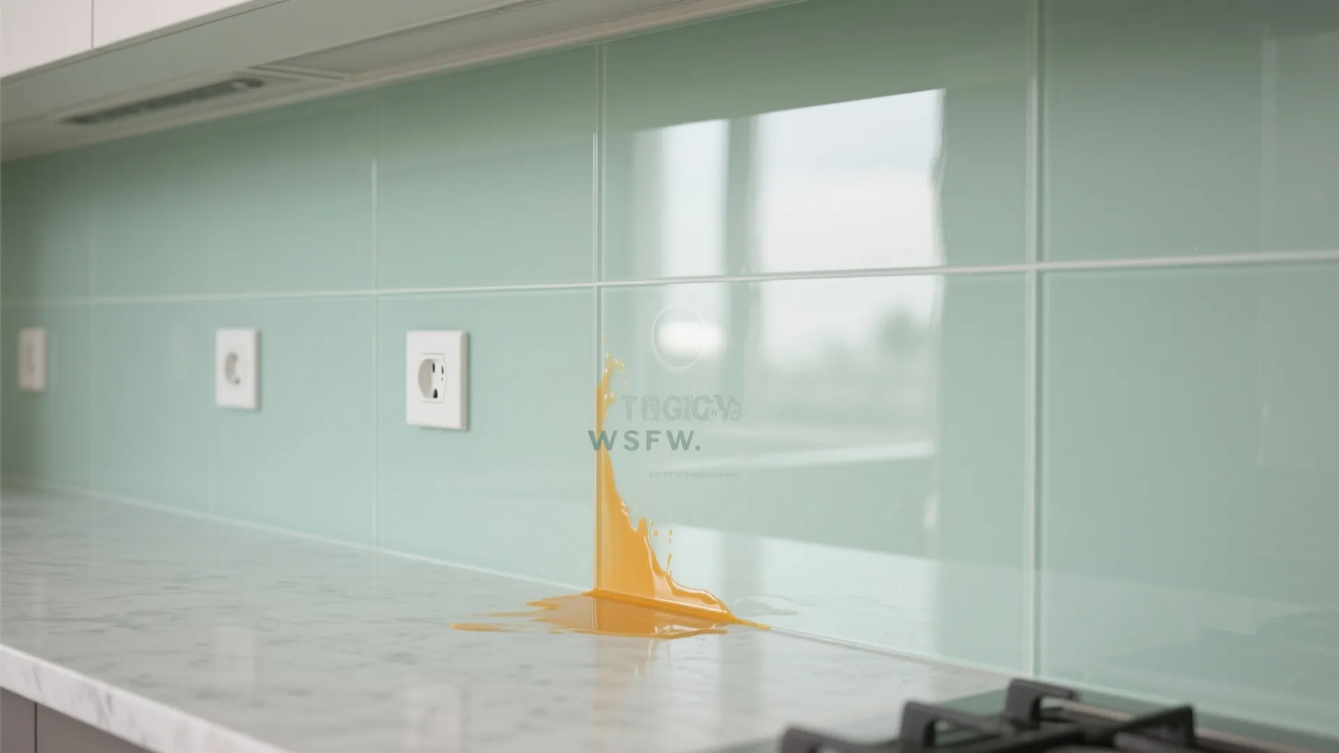 Glass backsplash for depth and easy cleanup