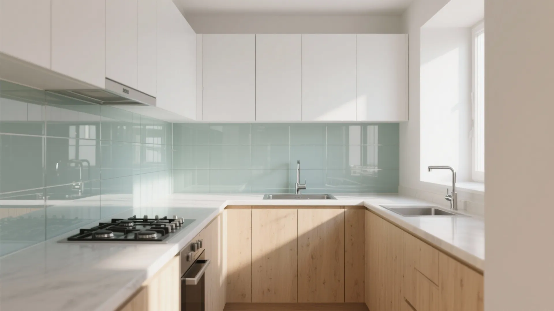 Glass backsplash for openness