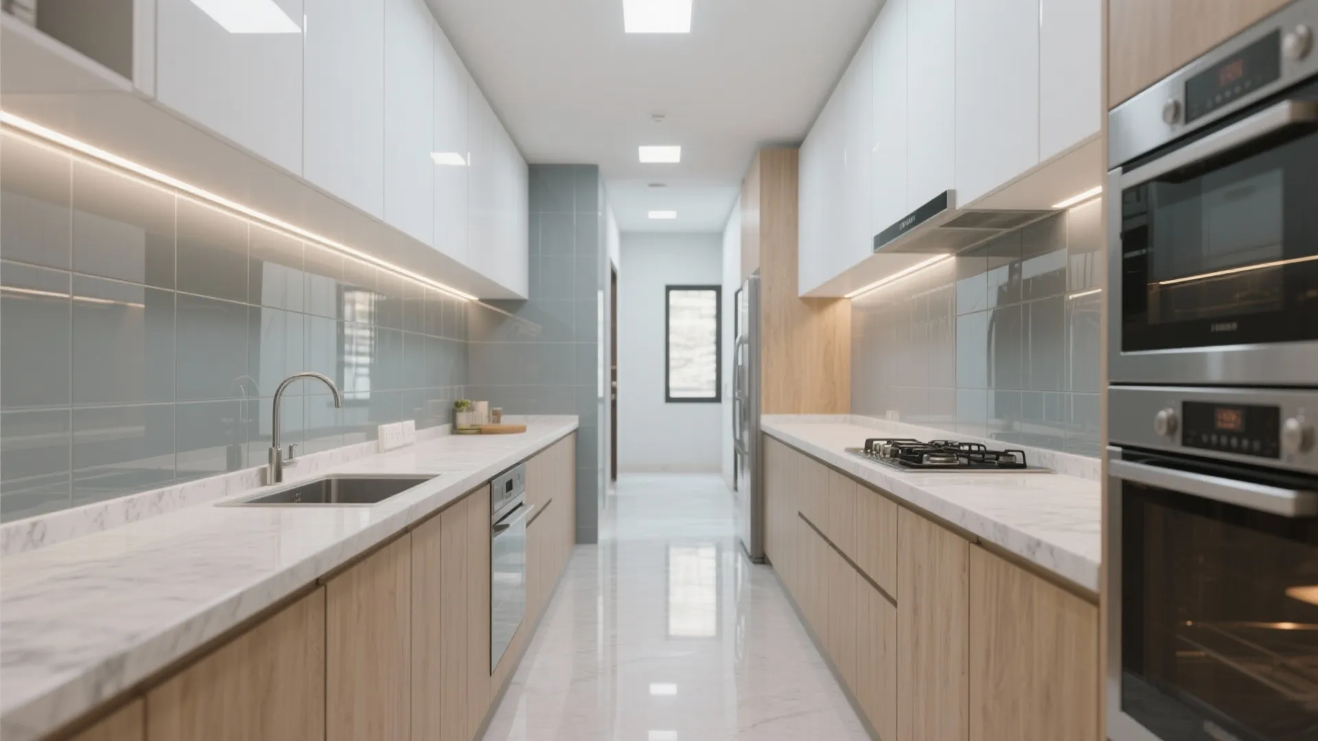 Glass backsplashes for an airy, wipe-clean kitchen