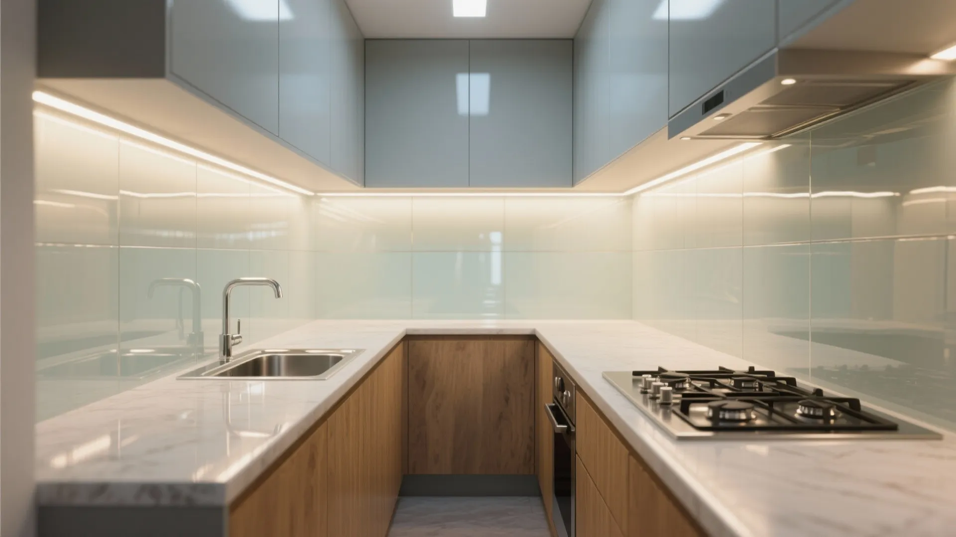 Glass Backsplash for Light and Depth