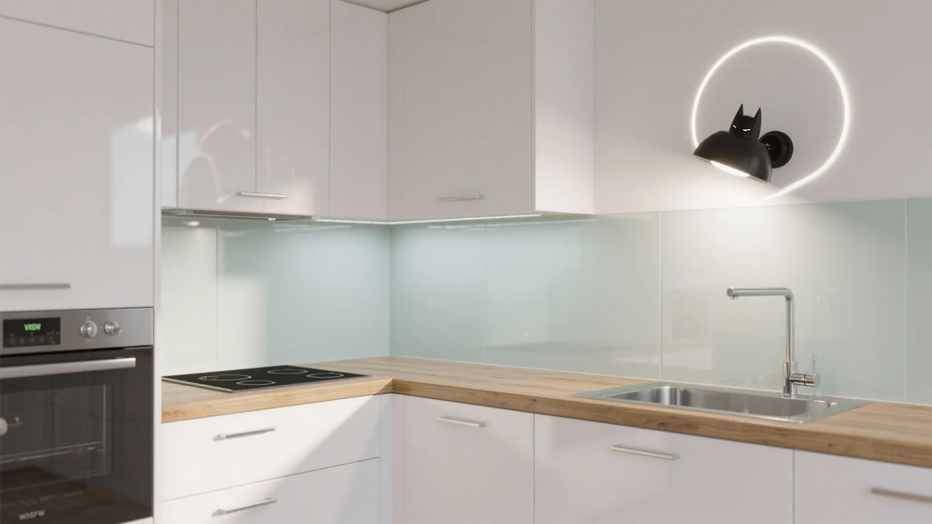 Glass backsplash glow that keeps the kitchen feeling open