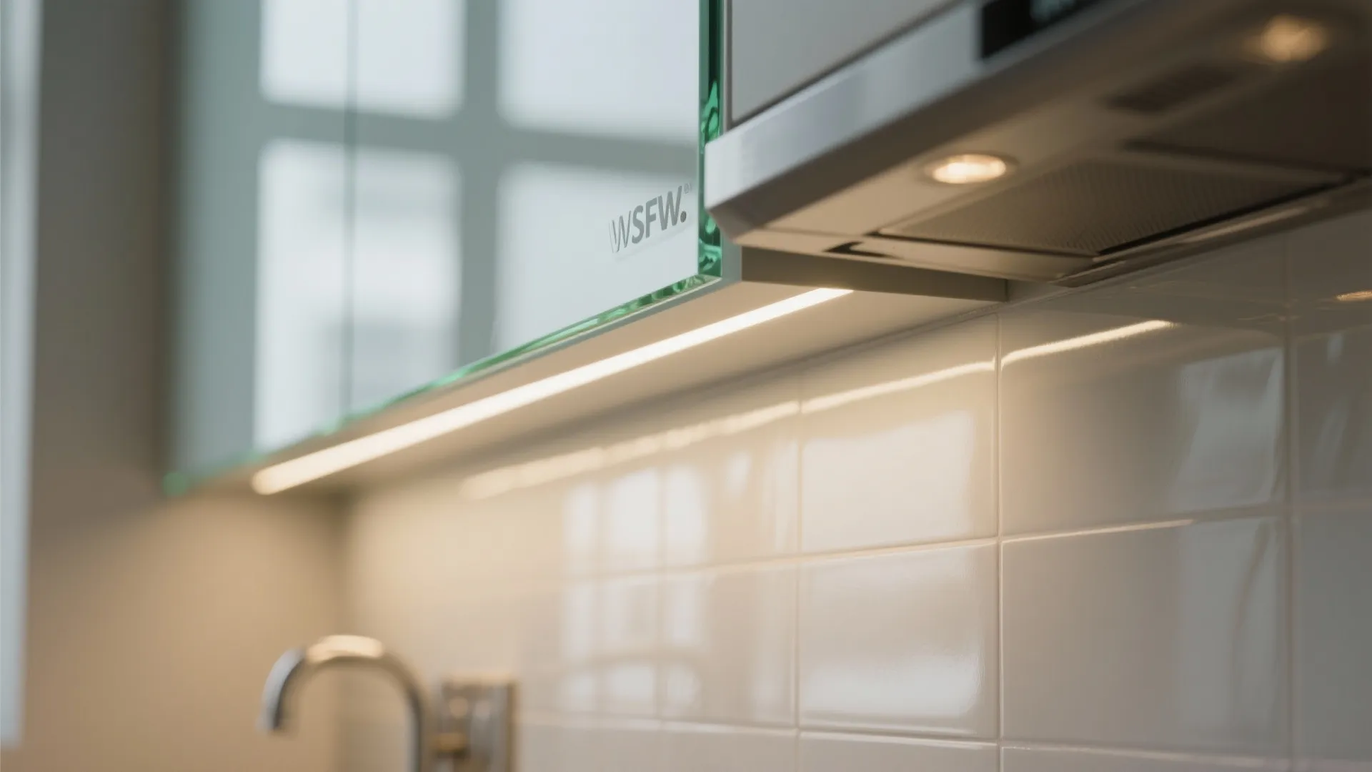 Glass backsplash glow for a brighter, airier feel