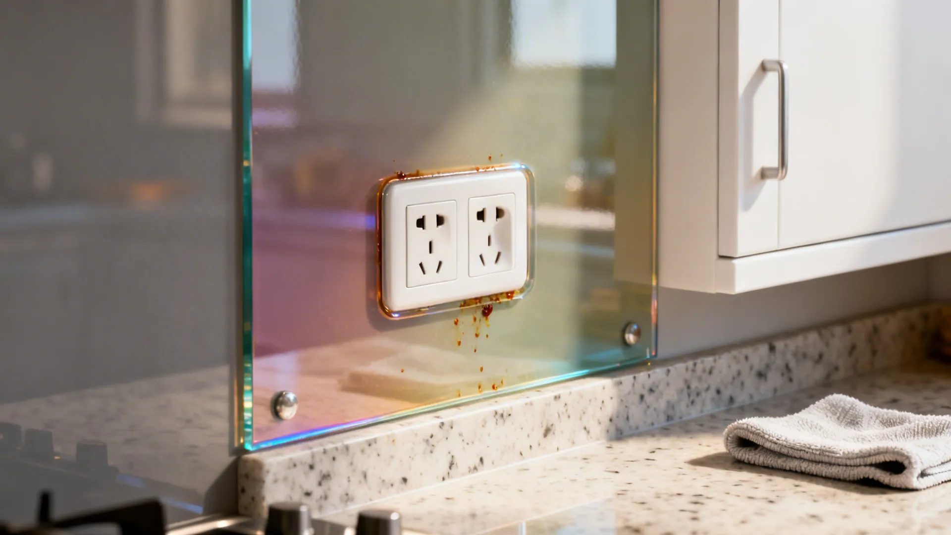 Glass backsplash for airy brightness